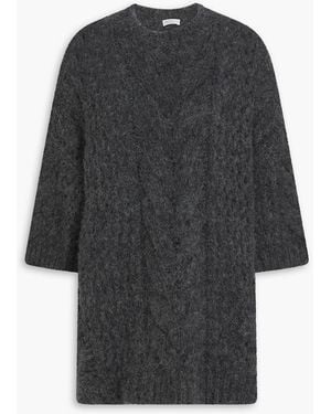 Brunello Cucinelli Pullover aus einer alpakamischung mit zopfstrickmuster und zierperlen - Schwarz