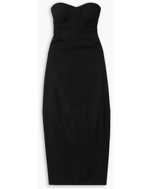 FFORME Jett Strapless Cotton And Wool-Blend Twill Midi Dress - Black