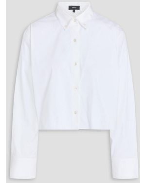 Theory Cropped Stretch-Cotton Poplin Shirt - White