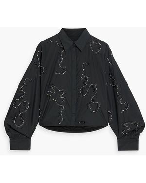 Rag & Bone Beatrice Cropped Bead-Embellished Cotton-Poplin Shirt - Black
