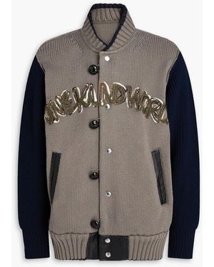 Sacai Embroidered Cotton-blend Bomber Jacket - Grey