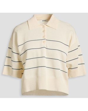 Sandro Striped Knitted Polo Shirt - Natural