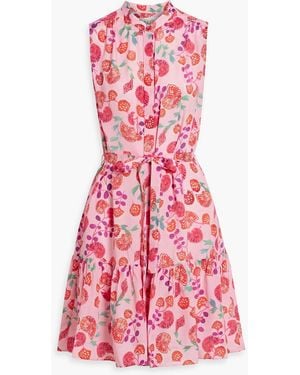 Saloni Tilly Floral-Print Crepe De Chine Mini Dress - Pink
