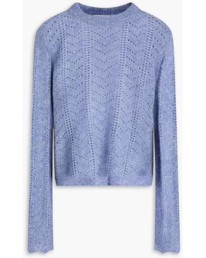 Autumn Cashmere Pointelle-Knit Cashmere And Silk-Blend Jumper - Blue