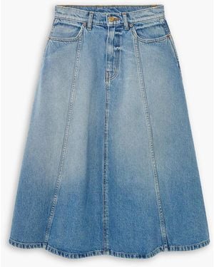 B Sides Simone Paneled Denim Midi Skirt - Blue