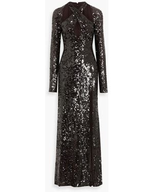 LAPOINTE Cutout Sequined Chiffon Gown - Black
