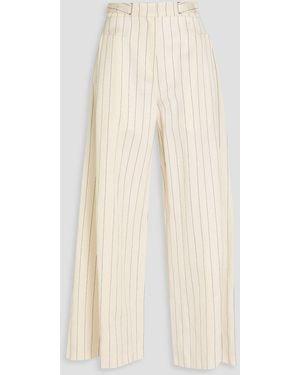 REMAIN Birger Christensen Pleated Striped Twill Wide-leg Trousers - Natural