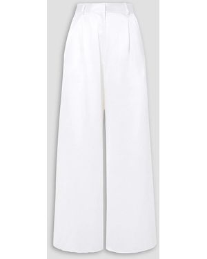 Michael Lo Sordo Belle Silk-satin Wide-leg Trousers - White