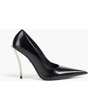 Versace Pin-Point Glossed-Leather Pumps - Black