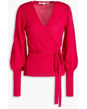 Diane von Furstenberg Adrielle Merino Wool Wrap-cardigan - Red