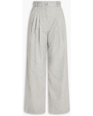 Claudie Pierlot Pleated Wool-blend Flannel Tapered Trousers - White