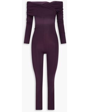Maygel Coronel Bagolo Cutout Satin-Jersey Jumpsuit - Purple