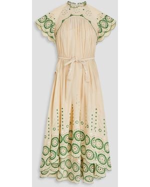 Zimmermann Broderie Anglaise Cotton Midi Dress - White