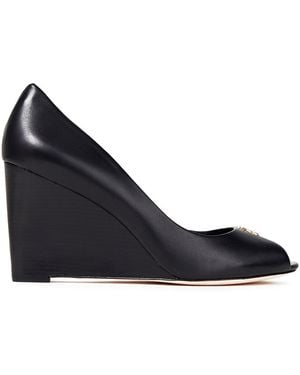 Tory Burch Jolie 85 Leather Wedge Court Shoes - Black