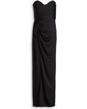 Nicholas Strapless Wrap-effect Satin Maxi Dress - Black