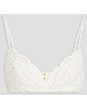 Zimmermann Linen And Silk-blend Crocheted Lace Bra Top - White