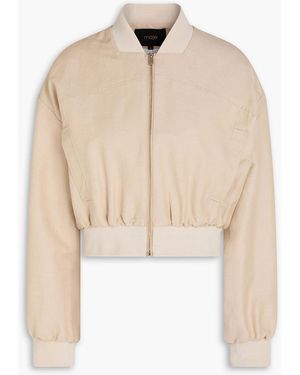 Maje Linen And Cotton-blend Bomber Jacket - Natural