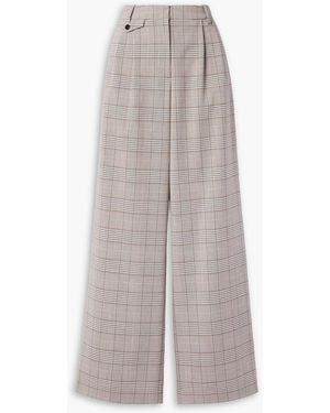 Co. Pleated Checked Twill Wide-leg Trousers - Grey