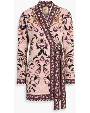 FARM Rio Jacquard-Knit Mini Wrap Dress - Pink