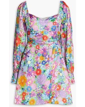 Olivia Rubin Zelda Wrap-effect Floral-print Satin Mini Dress - Red