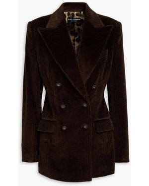 Dolce & Gabbana Doppelreihiger blazer aus cord aus einer baumwollmischung - Schwarz
