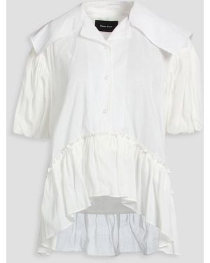 Simone Rocha Ruffled Ramie And Cotton-Blend Shirt - White
