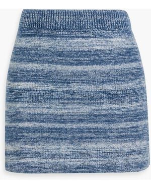 The Elder Statesman Nimbus Striped Cashmere And Cotton-Blend Mini Skirt - Blue