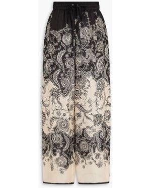 Zimmermann Paisley-print Silk Wide-leg Trousers - Black