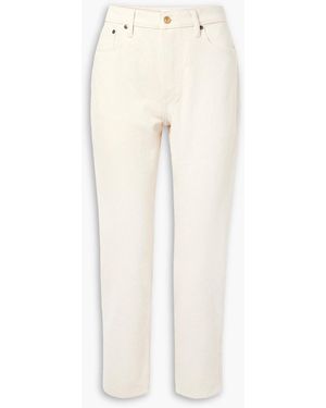 Still Here Turkish Towel Tate Canvas-trimmed High-rise Straight-leg Jeans - White