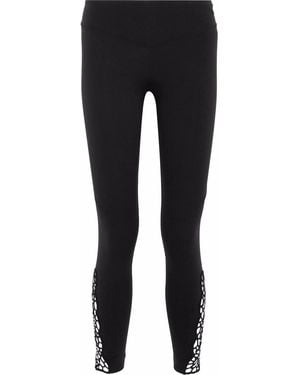 Sàpopa Lilla Cropped Guipure Lace-Paneled Stretch Leggings - Black