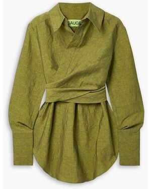 GAUGE81 Sabinas Linen And Cotton-blend Wrap Shirt - Green