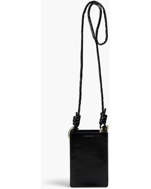 STUDIO AMELIA Taralli Glossed-Leather Shoulder Bag - Black