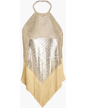 Rabanne Fringed Chainmail Halterneck Top - White