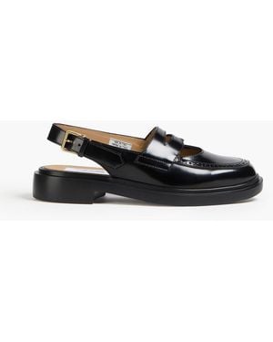 Thom Browne Perforated Leather Slingback Penny Loafers - Black