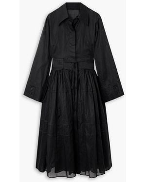 Jil Sander Midikleid aus baumwollpopeline mit raffungen - Schwarz