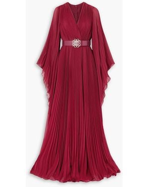 Elie Saab Robe aus georgette mit wickeleffekt, falten und gürtel - Rot