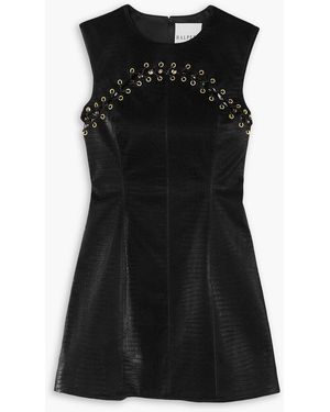 Halpern Croc-effect Mini Dress - Black