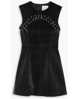 Halpern Croc-effect Mini Dress - Black