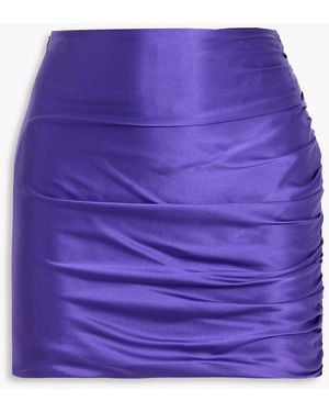 The Sei Ruched Silk-Satin Mini Skirt - Purple