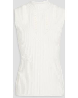 Diane von Furstenberg Viviane Cable-knit Turtleneck Top - White