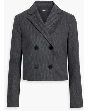 Theory Double-Breasted Pinstriped Twill Jacket - Black