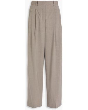 Theory Pleated Wool-Blend Wide-Leg Pants - Natural