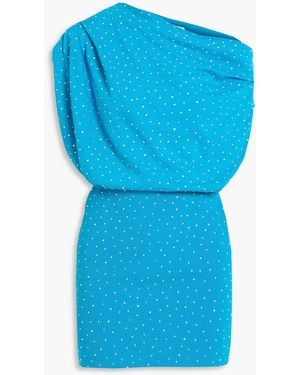The Sei Draped Crystal-Embellished Cotton Mini Dress - Blue
