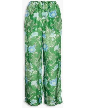 HANNAH Azra Printed Silk-satin Wide-leg Pants - Green