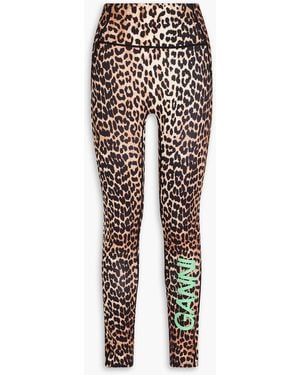 Ganni Leopard-Print Stretch-Jersey Leggings - Multicolour