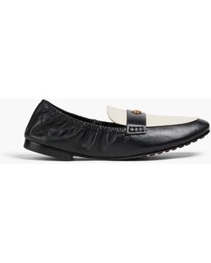 Tory Burch Leather Collapsible-Heel Loafers - Black