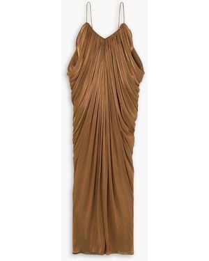 Halpern Draped Lamé Maxi Dress - Brown