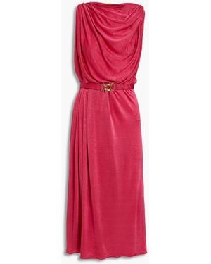 Dodo Bar Or Ora Belted Draped Satin-jersey Midi Dress - Red
