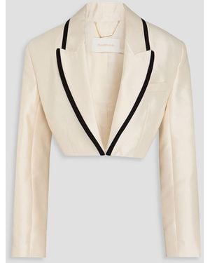 Zimmermann Cropped Wool And Silk-blend Gabardine Jacket - Natural
