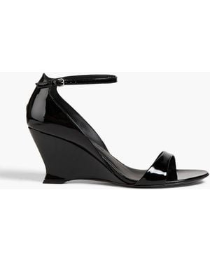 Ferragamo Vidette 70 Patent Leather Wedge Sandals - Black